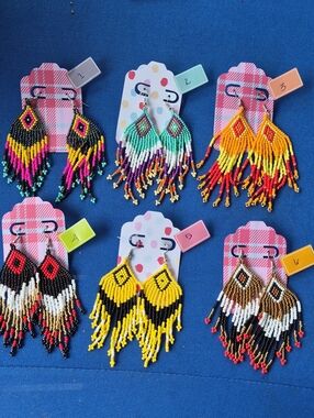 CHOOSE: HUICHOL Glass Seed Bead dangle earrings 🕊 Beautiful Handmade BOHO 🌿PGD